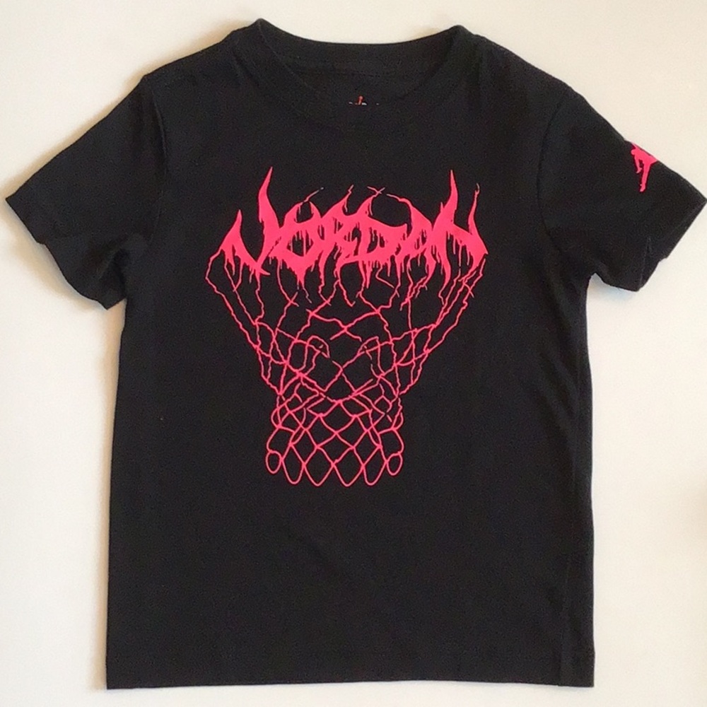 Jordan Kids Black and Pink Graphic T-Shirt